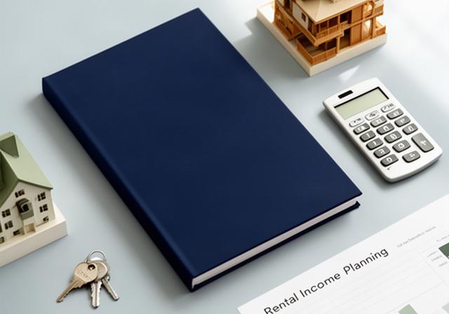 Grāmata par investīcijām īpašumos uz galda ar īres ienākumu aprēķinu